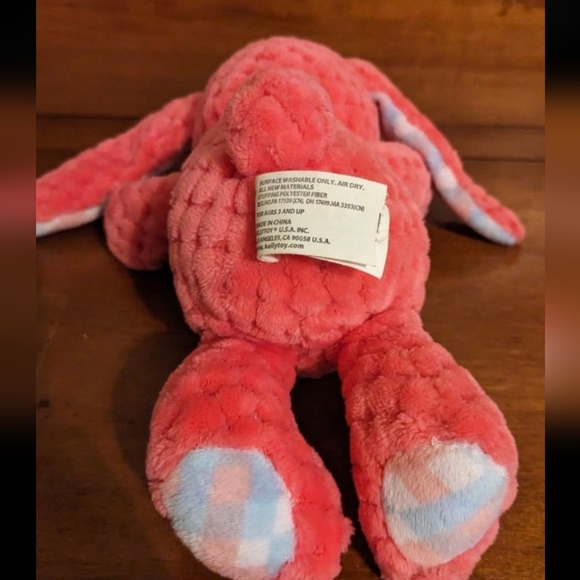 Kellytoy Hot Pink Rabbit Bunny Quilted Textured Plush Stuffed Animal Easter - Picture 4 of 6